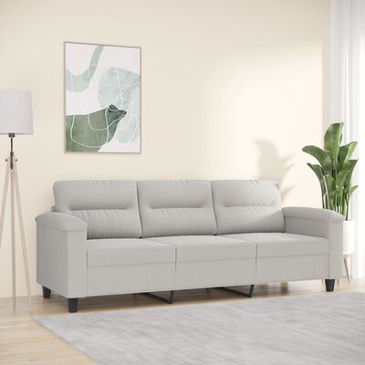 vidaXL 3-Seater Sofa Light Gray 70.9" Microfiber Fabric