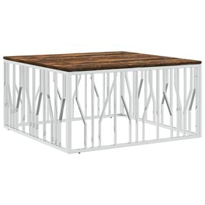 vidaXL Coffee Table Silver, Multicolor Stainless Steel, Solid reclaimed wood