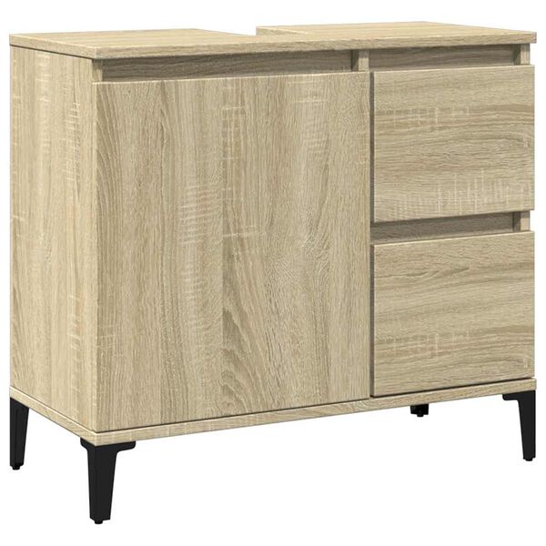 vidaXL Bathroom Cabinet Sonoma oak Engineered wood, metal Medium