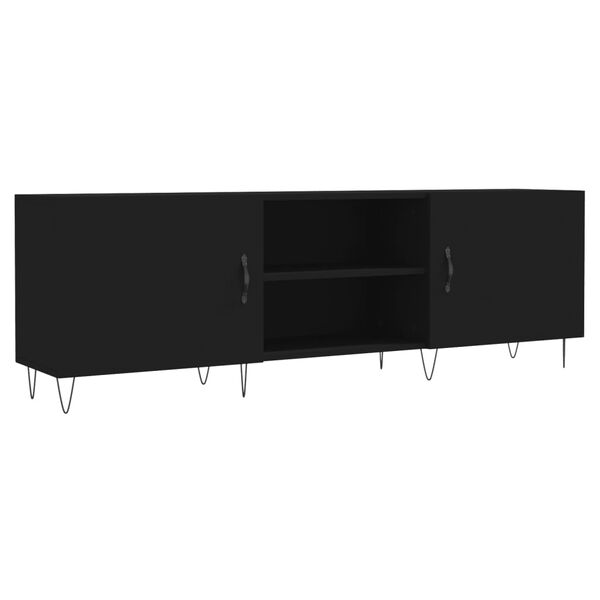 vidaXL TV Cabinet Black Engineered wood, Iron TV Cabinet Rectangular