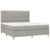 vidaXL Box Spring Bed with Mattress&LED Light Gray 72"x83.9" California King Fabric