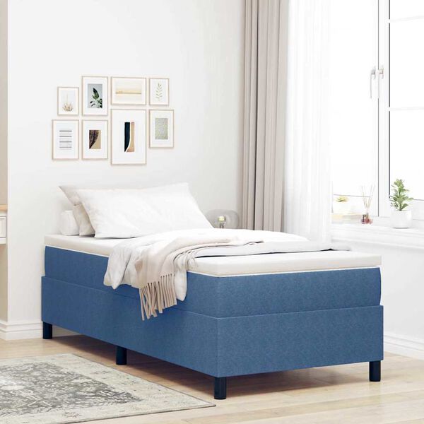 vidaXL Box Spring Bed Blue 35.4" x 78.7" Corduroy fabric