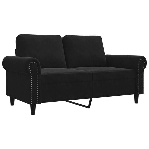 vidaXL 2-seater Sofa Black Velvet, metal, textilene Medium 2-Seater Sofa