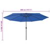 vidaXL Garden Parasol with LED Lights and Metal Pole 157.5" Azure Blue