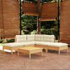 vidaXL Garden Lounge Set Cream Solid pinewood, fabric Modular