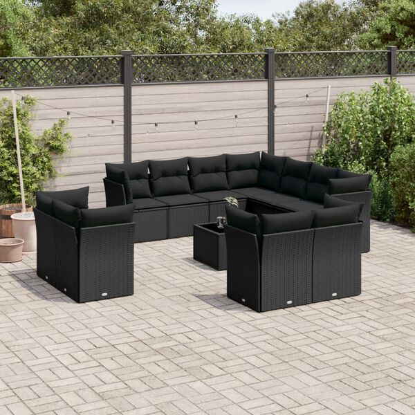 vidaXL Garden Sofa Set Black