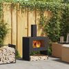vidaXL Fire Pit Black 23.62 x 15.75 x 37.80 in Steel