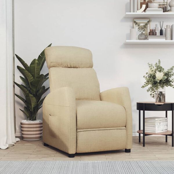vidaXL Recliner Chair Cream Fabric