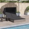 vidaXL Double Sun Lounger Grey PE Rattan, Powder-coated Steel Double