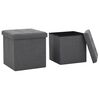 vidaXL Storage Stool Set of 2 Dark Grey Faux linen, MDF, foam Medium