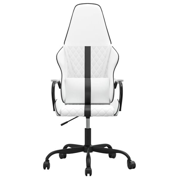 vidaXL Gaming Chair White and Black Faux Leather, Metal, Plywood