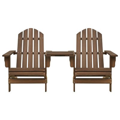 vidaXL Patio Adirondack Chairs with Tea Table Solid Fir Wood Brown