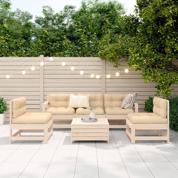 vidaXL Garden Sofa Set Natural Wood Solid pine wood (untreated) Large