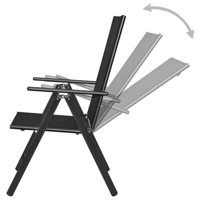 vidaXL Folding Patio Chairs 4 pcs Aluminum and Textilene Black