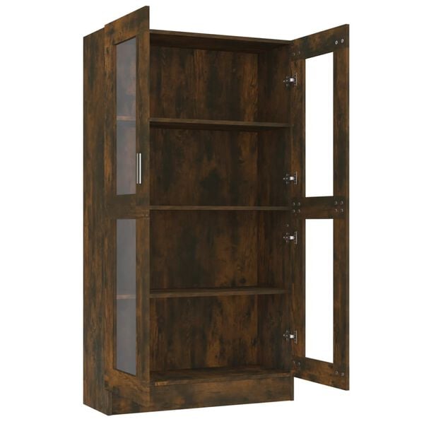 vidaXL Vitrine Cabinet Smoked Oak 32.5"x12"x59.1" Engineered Wood