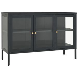 vidaXL Sideboard Anthracite Powder-coated steel, tempered glass Medium