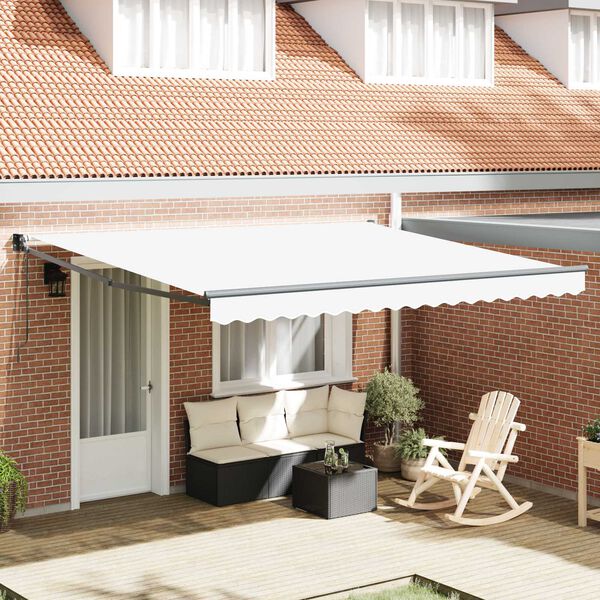 vidaXL Retractable Awning White 157.48" x 118.11" Polyester