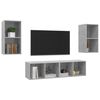 vidaXL Wall-mounted TV Stands 4 pcs Concrete Gray Engineered Wood
