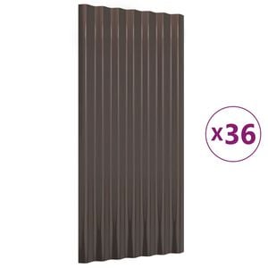 vidaXL Roof Panels 36 pcs Galvanized Steel Brown 31.5"x14.2"