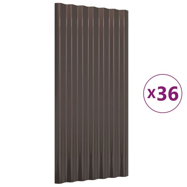 vidaXL Roof Panels 36 pcs Galvanized Steel Brown 31.5"x14.2"