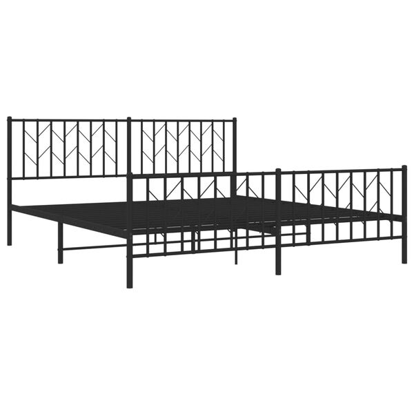 vidaXL Bed Frame Black Powder-Coated Steel Super King Size Bed Frame