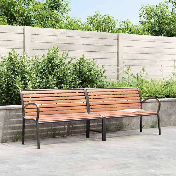 vidaXL Patio Bench Brown 90.9" Wood and Powder-coated Steel