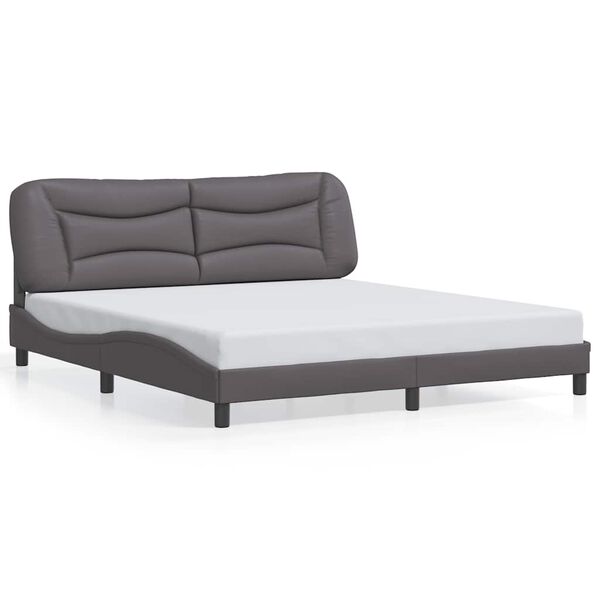 vidaXL Bed Frame without Mattress "Hvar" Gray 70.9"x78.7" Faux Leather