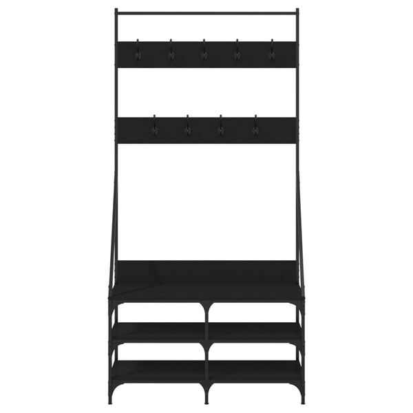 vidaXL Clothes Rack Black Engineered wood, Metal 35.4x13.4x72.4 in