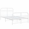 vidaXL Bed Frame White Steel Double Bed Frame Rectangular Modern