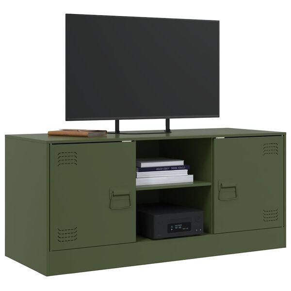 vidaXL TV Cabinet Olive Green Cold-rolled steel Medium TV Cabinet