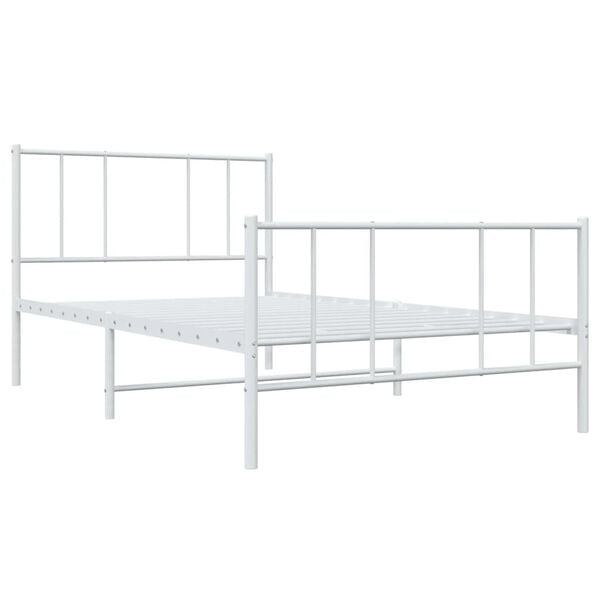 vidaXL Bed Frame White Powder-coated steel Single Bed Frame