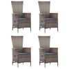vidaXL 5 Piece Patio Dining Set with Cushions Poly Rattan Gray