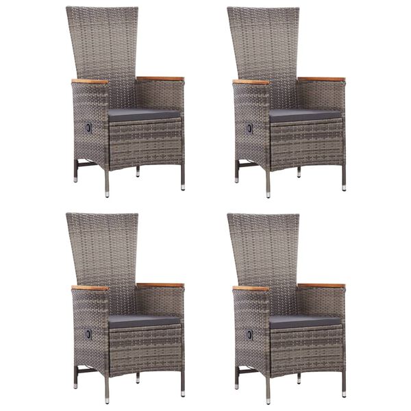 vidaXL 5 Piece Patio Dining Set with Cushions Poly Rattan Gray
