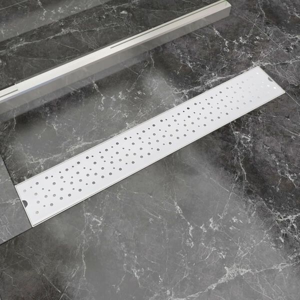 vidaXL Linear Shower Drain Bubble 28.74x5.51" Stainless Steel