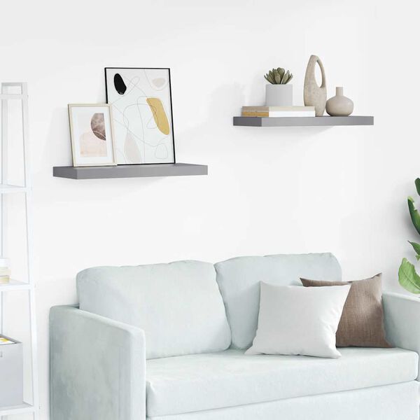 vidaXL Wall Shelf Set of 2 Gray Honeycomb MDF, metal Medium Wall Shelf