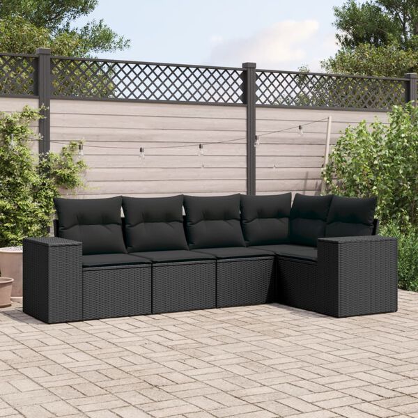 vidaXL Garden Sofa Set Black