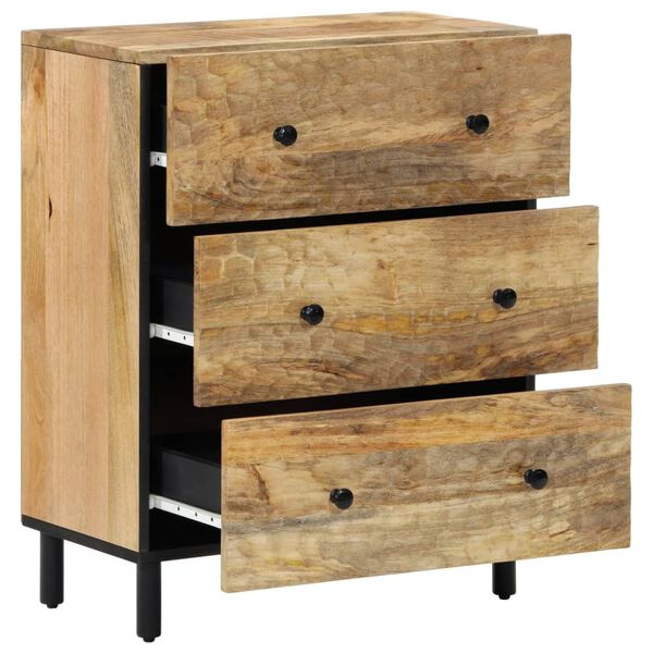 vidaXL Side Cabinet Natural Wood Solid Mango Wood, Engineered Wood, Iron