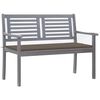 vidaXL Patio Bench Grey Solid eucalyptus wood 2-Seater Ergonomic
