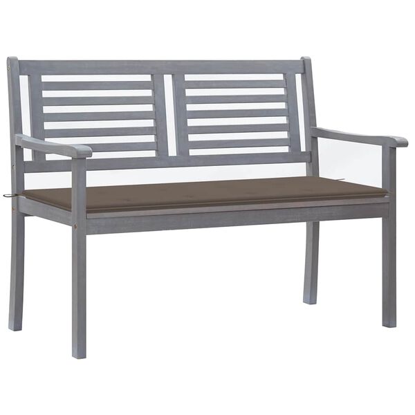 vidaXL Patio Bench Grey Solid eucalyptus wood 2-Seater Ergonomic