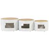 vidaXL Outdoor Bar Table Set of 3 White and natural wood Solid Mango Wood