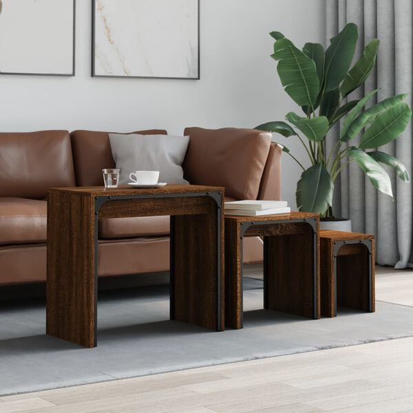 vidaXL Nesting Coffee Table Brown Oak Engineered wood