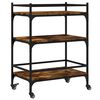 vidaXL Kitchen Trolley Smoked Oak 25.6"x15.7"x34.1" Engineered Wood