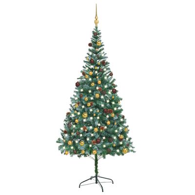 vidaXL Artificial Christmas Tree with LEDs&Ball Set&Pinecones 82.7"