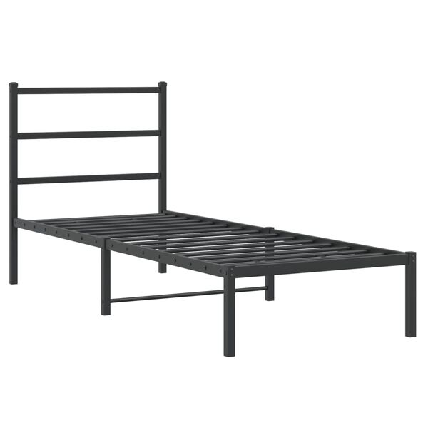 vidaXL Bed Frame Black Steel Twin Bed Frame Rectangular Modern