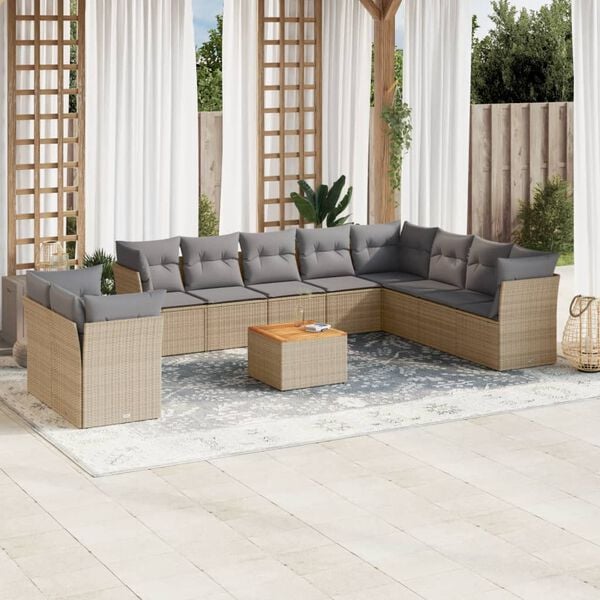 vidaXL Garden Sofa Set Mix beige and light grey