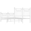 vidaXL Bed Frame White Powder-Coated Steel Small Double Bed Frame