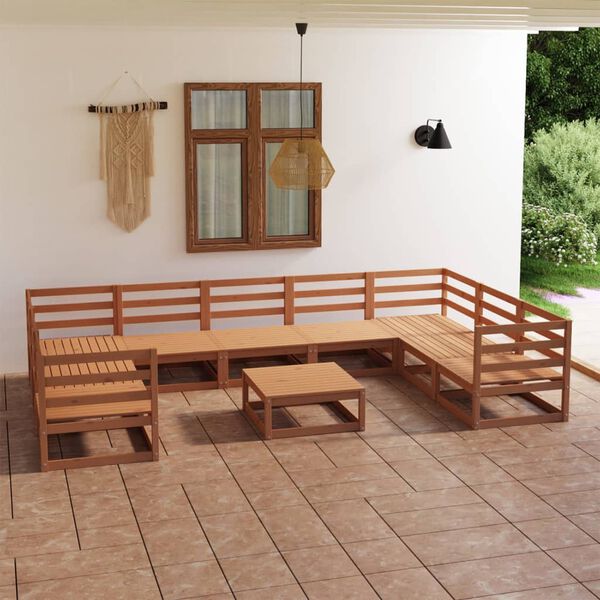 vidaXL 10 Piece Patio Lounge Set Solid Pinewood