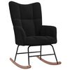 vidaXL Rocking Chair With Stool Black Velvet, solid rubber wood, steel