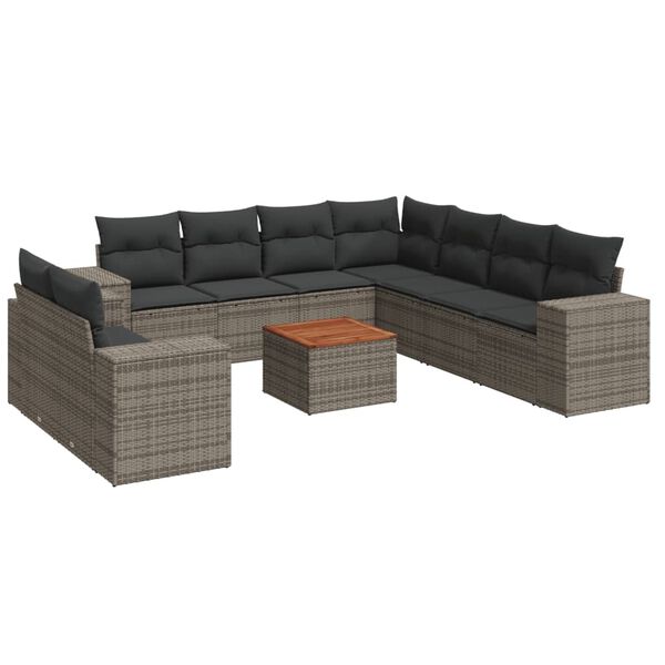 vidaXL Garden Sofa Set Grey PE rattan Large Modular Garden Sofa Set