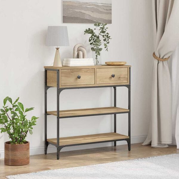 vidaXL Console Table with Drawer artisan oak 72.5 x 25 x 75 cm